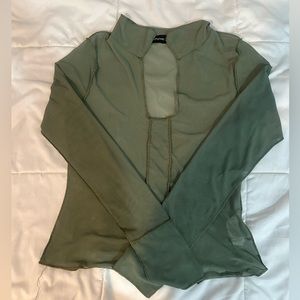 Khaki Long Sleeve Mesh Shirt